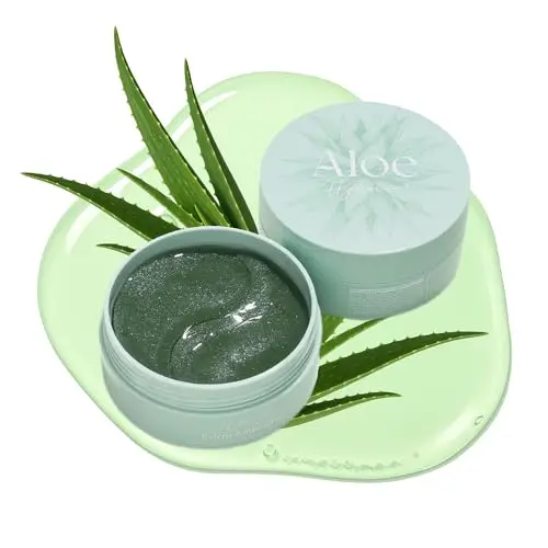 Patchs Anti-Cernes Aloe Vera et Collagène Marin,30 Paires de Patchs, 60 Total, Hydratants Contour des Yeux pour Réduire les Cernes, les Poches et les Signes de Fatigue, Formule Naturelle 98%
