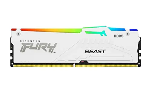Kingston FURY Beast Blanc RGB 32Go (2x16Go) 5600MT/s DDR5 CL40 DIMM Mémoire pour PC de Gamer Kit de 2 Intel XMP - KF556C40BWAK2-32