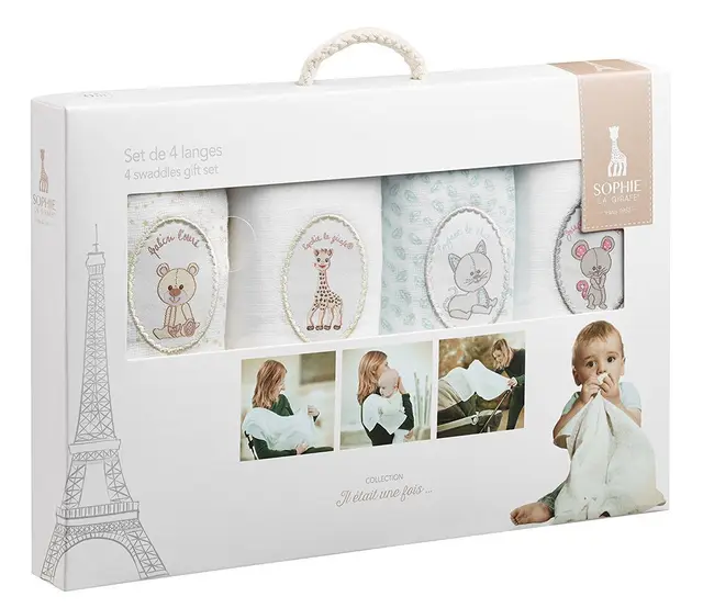 Sophie la Girafe Lot de 4 Langes Coton