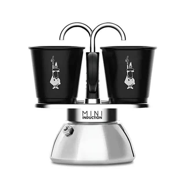 Bialetti Mini Express Induction, cafetière à induction, 2 tasses (100 ml), convient à tous types de feux, noir