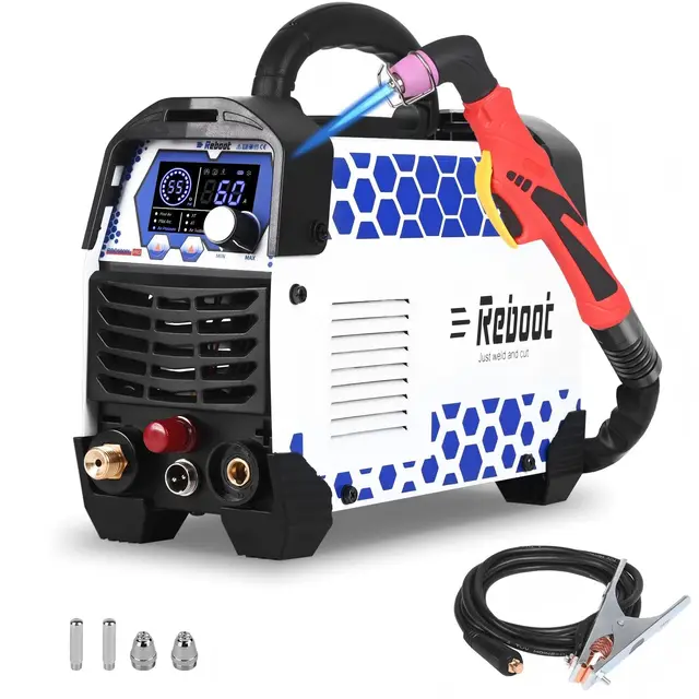 Découpeuse au plasma 60A - Arc pilote sans contact, 240V, découpe nette 5-8mm, max 15mm, affichage numérique - Pour DIY et atelier domestique,RBC6000L PRO