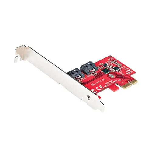 StarTech.com Carte PCI Express SATA 2 ports - Contrôleur PCIe SATA - 6Gbps - ASM1166 Non-RAID - Carte PCI Express 3.0 vers SATA - Connecteurs SATA Empilés - Carte d'Extension SATA(2P6G-PCIE-SATA-CARD)