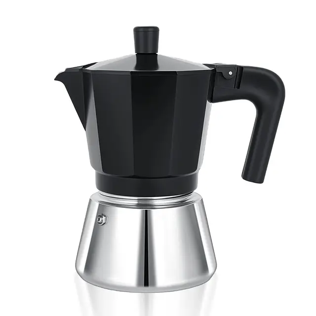 VINATO VT-Mocha Pot Cafetière Moka Induction 6 Tasses Noir et Blanc
