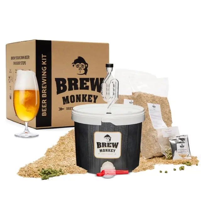 Brew Monkey® Kit de Brassage Bière Blonde | Kit Base de 5L | 6,4% ALC. | Kit Fabrication Bière | Idée Cadeau Homme | Kit Bière | Coffret Cadeau Homme | Fête des Pères