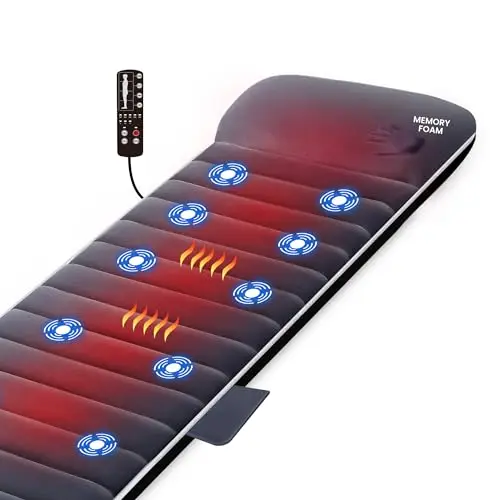 Snailax Tapis de Massage en Mousse à Mémoire avec Chaleur - Matelas Massant Chauffant et Vibration, Coussin de Massage Complet pour soulager la Douleur SL363M-FR