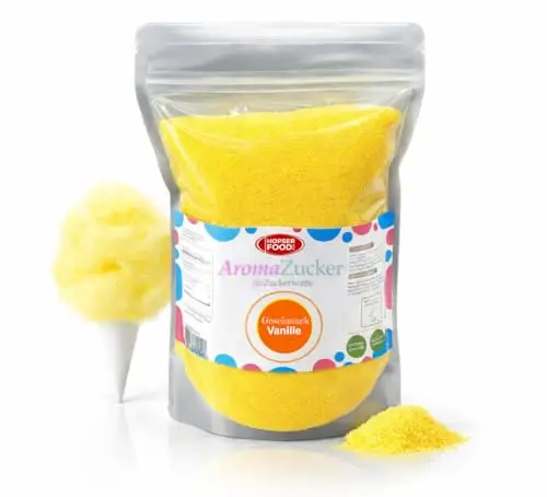 Hopser Food Fun barbe à papa Colorful | Fraise, Cerise, Cola, Vanille, Barbe à papa bleue (Vanille),1 KG Sucre coloré