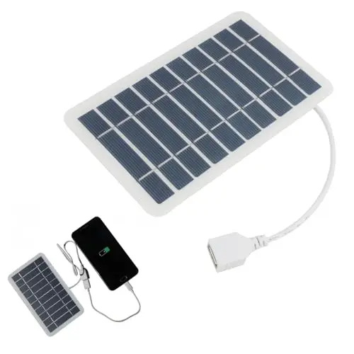 Panneau Solaire Portable 5V 2W avec Connexion USB, Chargeur Solaire Mini pour Téléphone, pour Camping, Randonnée, Escalade et Voyages, Compatible avec Appareils Électroniques (1 pièce)