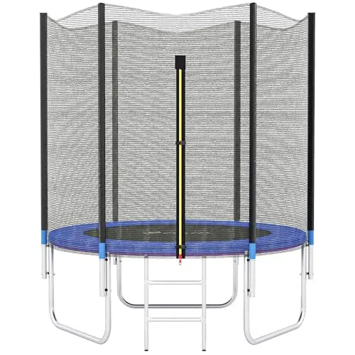 SPORTNOW Trampoline Exterieur Enfant avec Filet de sécurité, poteaux rembourrés et échelle, Trampoline de Jardin Ø 180cm pour Enfants, Adolescents et Adultes