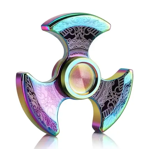 Coolden Hand Spinner Metal Fidget Spinner EDC Fidget Toys pour Enfants Adultes High Speed Rotation 3 à 5 Minutes Jouet Sensoriel Anti Stress ADHD Imprimé Rétro Cool Spinning Top Garçon Fille Coloré