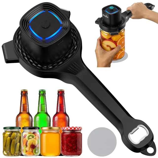Ouvre-Boîte électrique, Ouvre-Boîte de Conserve Automatique à Une Touche, Rechargeable Ouvre-Bocal électrique, Ustensile de Cuisine pour Seniors, Arthrite & Faiblesse des Mains (Noir)