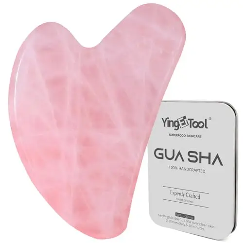 Quartz rose Gua Sha 100 % pierre naturelle, outil Guasha pour le visage pour sculpter la mâchoire et réduire les poches, outil de massage Gua Sha adapté pour les soins quotidiens de la peau (rose)