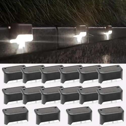 Lampe Solaire pour Extérieur Imperméables, 16 Lampes Solaires de Terrasse, Eclairage à LED Lampe Solaire, Blanc Froid Lumières Solaires Exterieure Jardin, Décorations pour Escaliers, Marches, Clôtures