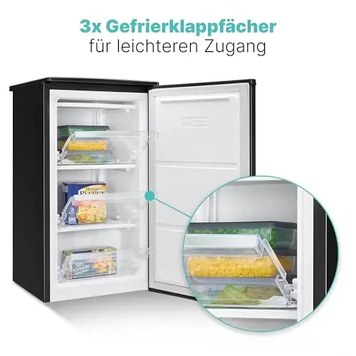 Bomann® Petit congélateur | Congélateur 4 étoiles | Congélateur 3 compartiments | Silencieux | ≤ -18 °C | Butée de porte interchangeable | Mini Freezer 60 L | Petit congélateur | GS 7256 noir