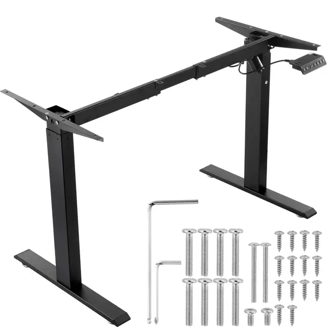 VEVOR Cadre de Bureau Debout, Hauteur réglable 70-117 cm, Pieds de Bureau d'ordinateur électrique, Longueur 95-158 cm, Base de Poste de Travail Ergonomique pour Maison, Bureau, Cadre Uniquement, Noir