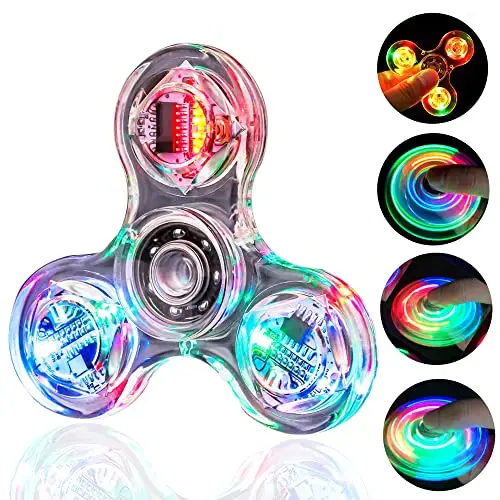 LED Fidget Hand Giocattoli, Jouet Soulagement du Stress, Anti-anxiété, Développement du Cerveau, Cadeau pour Enfants et Adultes - Cristal-Blanc