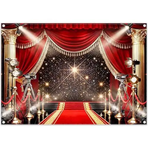 Luminora 2,1x1,5 m Toile de Fond de Événement sur Tapis Rouge Fond de Photographie Scène pour soirée cinéma en Polyester, Décoration de Fête bannière,Tapisserie Murale, Accessoires de Studio