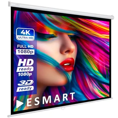 ESMART Economy EXR Écran de Projection Manuel 197 cm Image 180 x 180 cm (100") | Format 1:1 | Écran de projecteur Home cinéma écran Rollo LCD LED