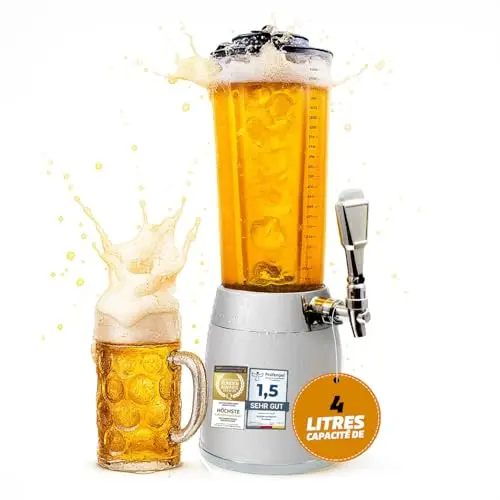 Girafe à bière de 4 litres - Pompe à bière de 4 l avec distributeur et système de refroidissement de 1,3 l (Blanc)