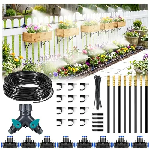 HIRALIY Kit Irrigation Goutte à Goutte 1/4" 10 m Buses Laiton 360°