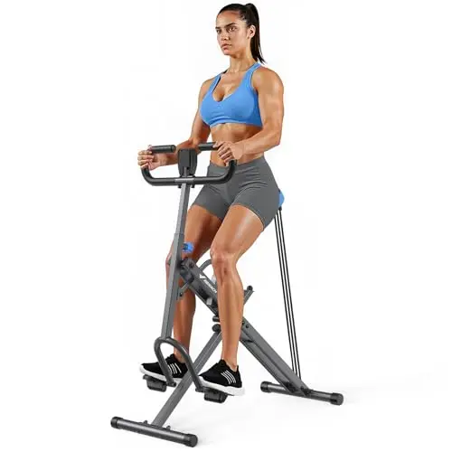 MERACH 2-en-1 Machine à Squats et Rameur, Appareil de Squat Pliable, Machine pour Fessiers, Jambes et Abdominaux, Montage en 10 Min pour la Maison et la Salle de Sport, Charge Max 160KG