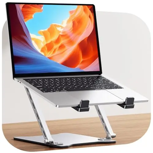 Babacom Ultra-Mince Support Ordinateur Portable Bureau, Compact Rehausseur PC Portable Ergonomique Pliable, Refroidisseur Laptop Stand Réglable & Léger, Compatible avec MacBook Tablettes (10”-15,6”)