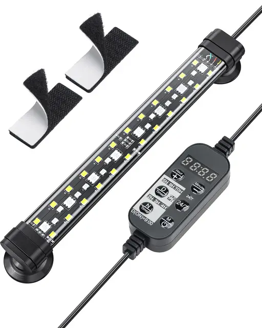 Pawfly 20 cm LED Lampe Aquarium Lampe d'aquarium submersible avec minuterie marche/arrêt automatique, éclairage RGB LED bleu et blanc changeant de couleur pour aquariums