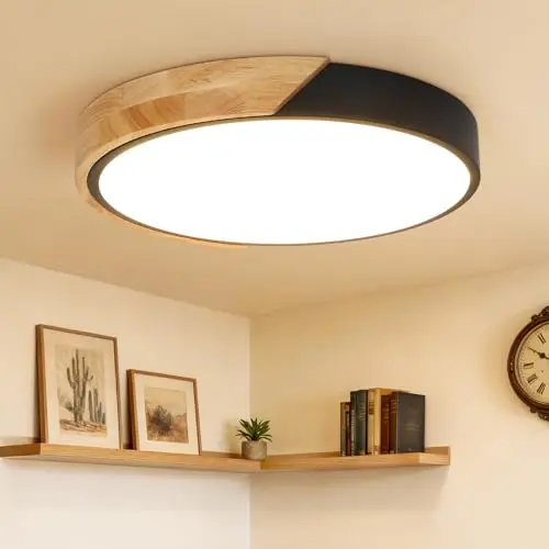 Kimjo Plafonnier LED Bois Noir