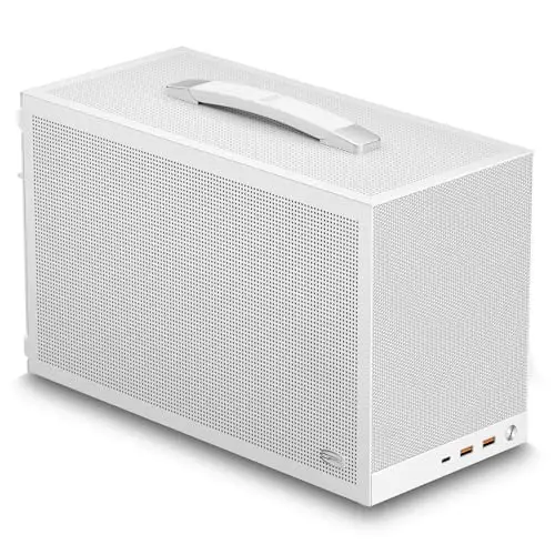PCCOOLER K101 Mesh 3F WH Mini-ITX avec Riser PCIe 4.0, Panneau Mesh, SFX PSU, Support GPU 340mm, CPU 68mm, Double USB 3.0 & Type-C, 3 Ventilateurs 120mm Inclus, poignée