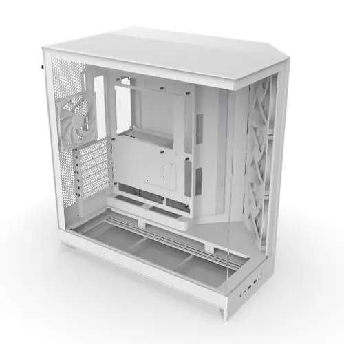NZXT H9 Flow (2025) – Grand boîtier PC ATX Mid-Tower à Double Chambre pour Flux d'air – Inclut 3 Ventilateurs de 140 mm et 1 Ventilateur de 120 mm – Support de radiateur de 420 mm – Blanc