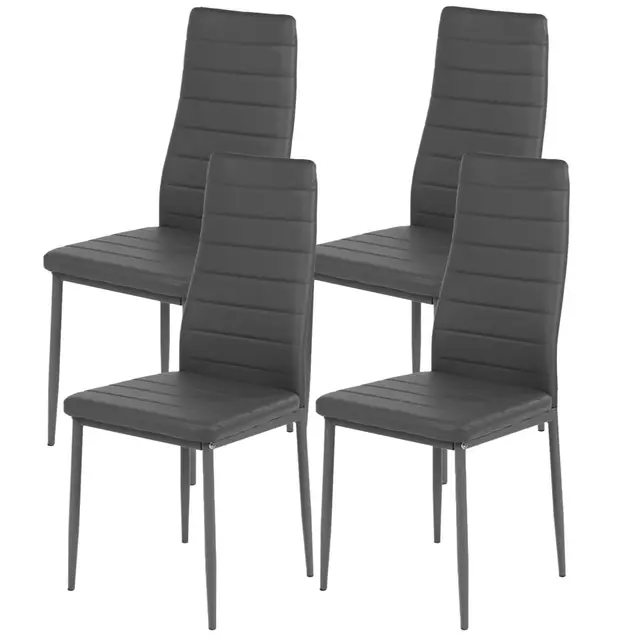 Lot de 4 Chaises de Salle à Manger, avec Coussin, Testé SGS, Dossier Haut, Imperméable, Chaise de Cuisine, Chaise Salle a Manger, Gris