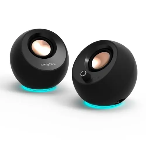 CREATIVE Pebble Pro (Noir) Enceintes d'ordinateur 2.0 USB-C avec Bluetooth 5.3 et éclairage RVB Personnalisable, Audio USB et Port Micro/Casque