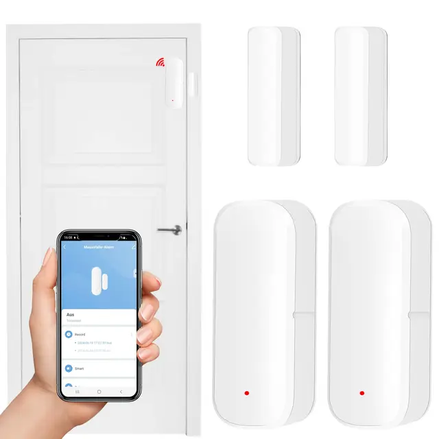 Lot de 2 capteurs de porte WiFi, capteur d'alarme de porte, capteur de contact de fenêtre sans fil WiFi, capteur de contact de fenêtre intelligent pour la sécurité à la maison, capteur de porte