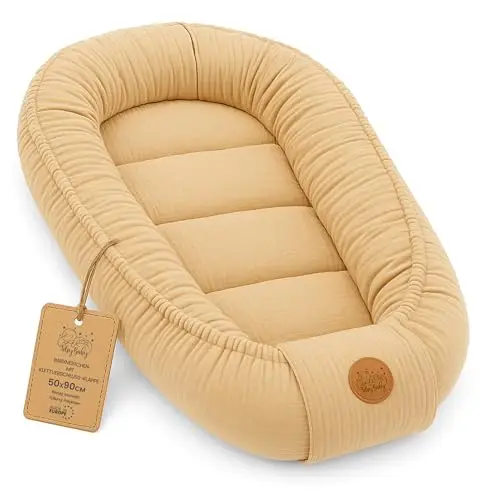 Mousseline Réducteur de Lit Bébé 90x50cm en Coton Cocon polyvalent pour Nid d'Ange Couffin et Naissance pratique et léger idéal pour le transport parfait pour filles et garçons Beige