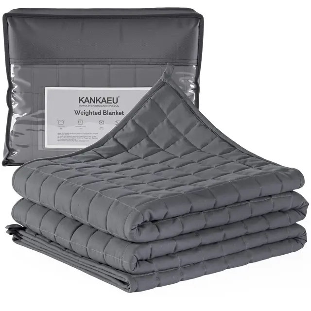 KANKAEU Couverture Lestée 150x200cm 7kg - Couverture Pondérée Contre Stress & Insomnie - Weighted Blanket Entièrement Lavable & Respirante - Thérapie par Pression Scientifique (60-80kg)