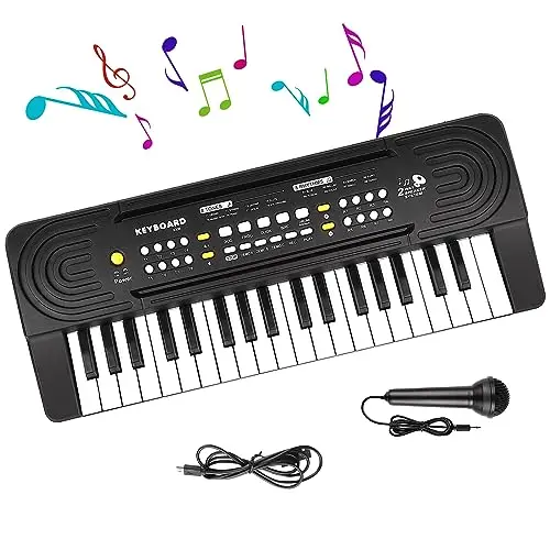 Clavier Piano Enfants avec Microphone, Shayson 37 Touches Musical Multifunction Portable Musique, Jouets d'apprentissage électronique pour Bébé Filles Garçons Noël, Cadeau d'anniversaire