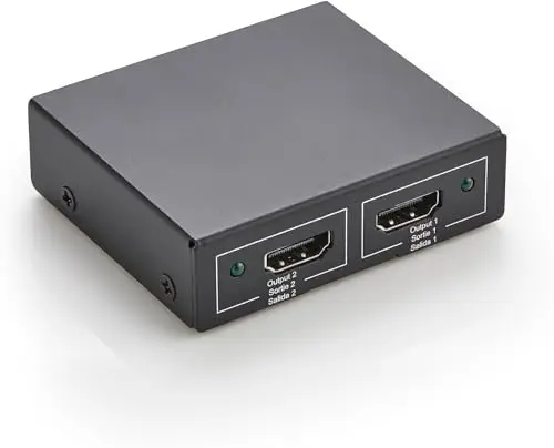 Amazon Basics Répartiteur HDMI 1 Entrée/2 Sorties, 4K à 30Hz pour 2 Écrans, PC, Ordinateurs Portables, Lecteurs DVD, Xbox, Roku, Chromecast, Câble USB/USB-A vers CC 1m Inclus, Mise en Miroir, Noir