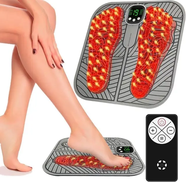 Massage Pieds,Bloconix masseur pieds electrique 8 Modes et 19 Intensités,Masseur de Pieds électrique Pliable et Portable pour la Circulation Sanguine et le Soulagement (Gris)
