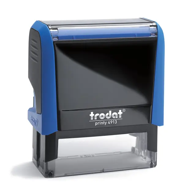 Trodat Printy Line 4913 (Bleu, Large 57x21 mm) Tampon encreur professionnel personnalisé, auto-encreur, tampon d'entreprise, tampon d'adresse