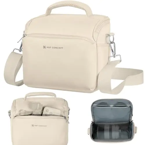 K&F CONCEPT Sac à Dos pour Appareil Photo, Crossbody bandoulière Housse de Protection pour Appareil Photo Reflex Sac Photo avec Compartiment pour Accessoires pour Appareil Photo DSLR/SLR