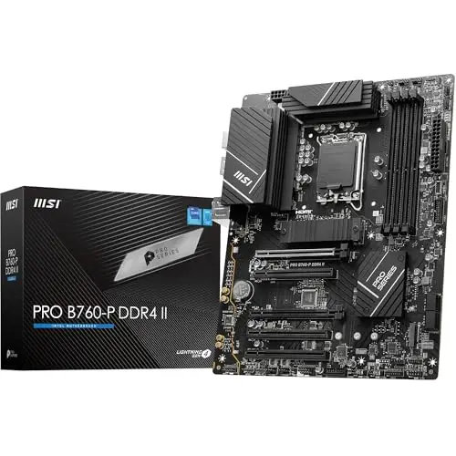 MSI Pro B760-P DDR4 II Carte mère, ATX - pour Les processeurs Intel Core 14ème, 13ème et 12ème gén, LGA 1700 - DDR4 Memory Boost 5333+MHz/OC, Slot PCIe 4.0 x16, Slots M.2 Gen4, 2.5G LAN