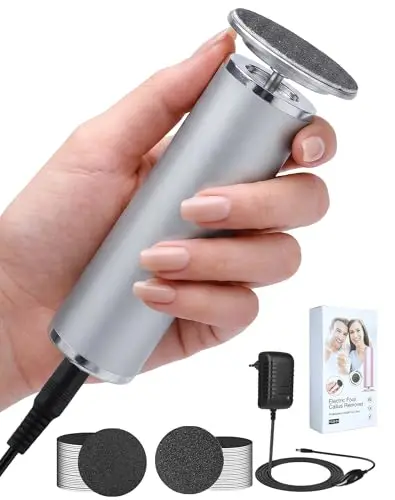 Rapeuse Pieds électrique avec 60 Disques Abrasifs et Vitesse Variable Anti-callosité Lime Pieds Electrique Râpe à Pied Pédicure Honeyglow Élimine Callosités Et Peau Morte À La Maison, Gris métallisé