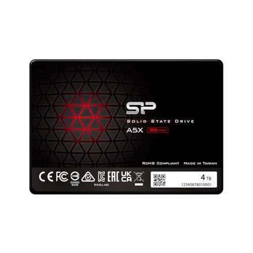 Silicon Power 4To SSD 3D NAND A5X SLC Cache Performance Boost SATA III 2.5" 7mm (0.28") Internal Solid State Drive (SP004TBSS3A55S25AY)