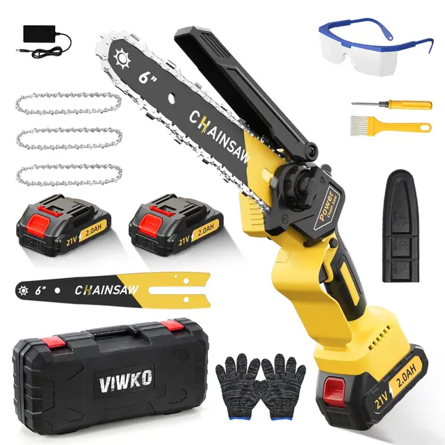 Mini Tronçonneuse à Batterie 6 Pouces, 1000W Brushless Tronconneuse Electrique Sans Fil pour Jardin, 4000mAh Tronçonneuse Elagueuse sur Batterie, D'huile Automatique, Compatible avec Makita 18V