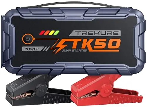 Booster Batterie Voiture 9000A 26800mAh, Démarreur Batterie Voiture(Tout Gaz ou 12L Diesel), 12V Booster Voiture Portatif avec 800 Lumens LED, 18W USB Charge Rapide, Étendu 8 Wag Câble, Poignée