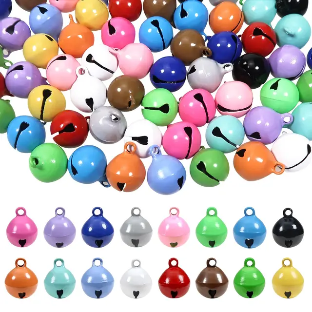 TOAOB 32 Pièces Clochettes Ornements Grelots en Métal Jingle Bells 14mm 16 Couleur pour Bricolage Fabrication de Bijoux Décoration de Fête de Noël D'intérieur Hochet