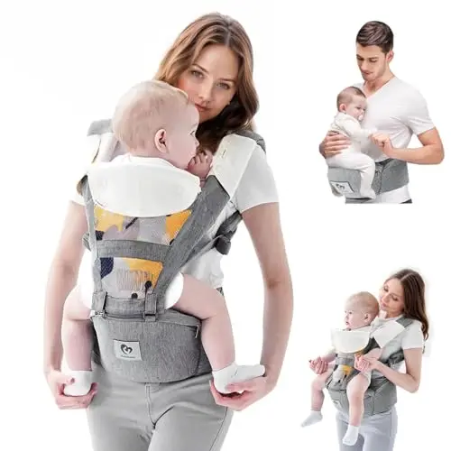 Porte Bébé, Bellababy Siège de Hanche Multifonction pour Bébé de 3 à 36 mois, 6 en 1 Façons de Transporter, Toutes Saisons, Taille Réglable, Parfait pour Faire du Shopping en Voyage