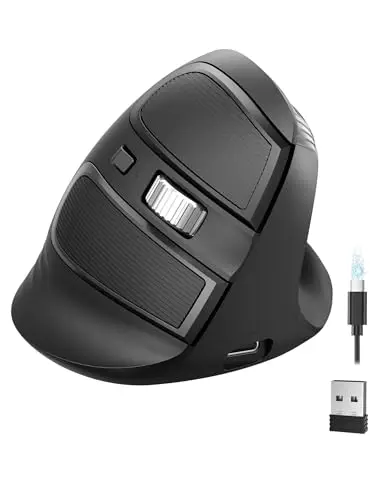 TECKNET Souris Ergonomique Bluetooth, Sans Fil Rechargeable 2.4G, Souris Verticale avec 4800 DPI, 3 Appareils Commutables sans Fil, 6 Boutons, Petite Souris Optique Silencieuse pour Ordinateur