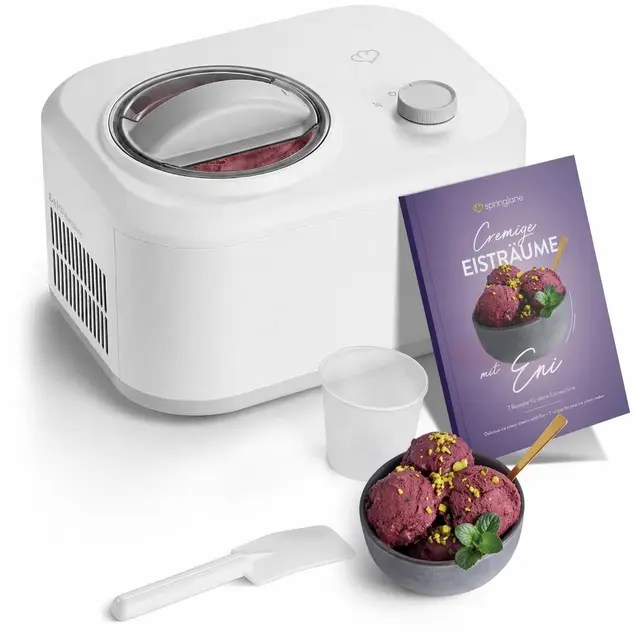 SPRINGLANE Sorbetière Eni 1 L avec compresseur auto-refroidissant 100 W (Blanc, Sorbetière)