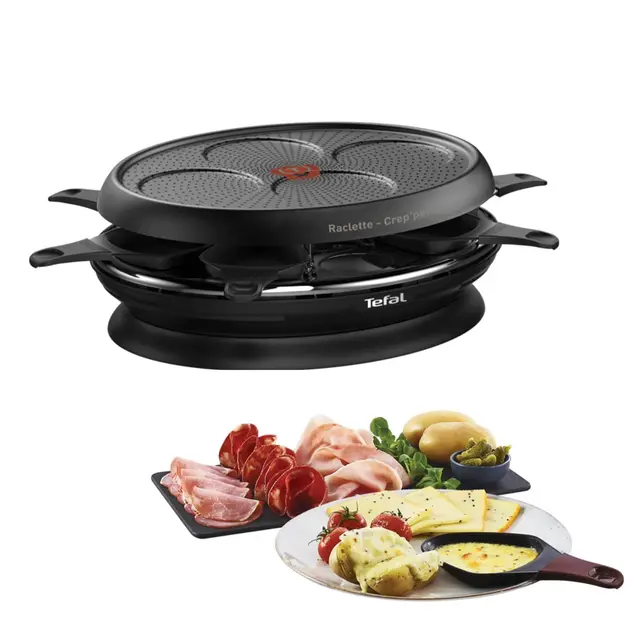 Tefal RE320812 Raclette- und Crêpes-Gerät 8 Pfännchen