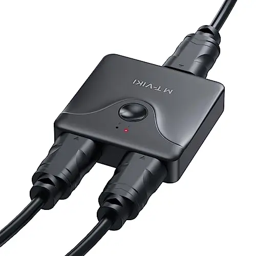 MT-VIKI 4K@60Hz DP Switch 2 en 1 Out Displayport Répartiteur 1 en 2 Sorties Commutateur Displayport Commutateur avec Un connecteur d'alimentation Pris en Charge 3D pour PC, Ordinateur Portable,